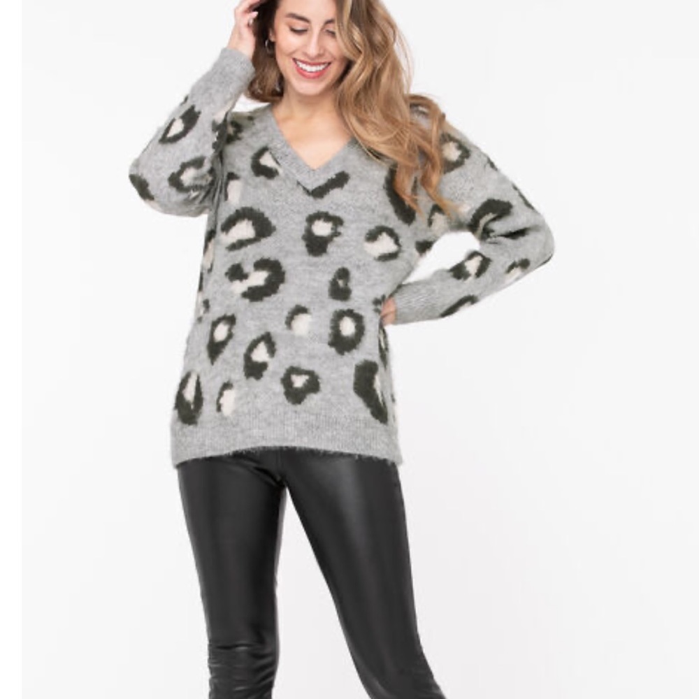 3X Leopard Print Tunic Sweater - Picture 2 of 5